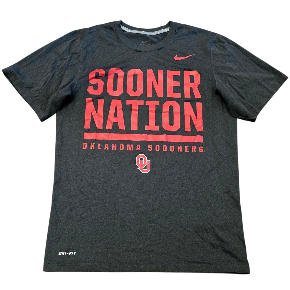 Nike Oklahoma Sooners OU Dri-FIT T-Shirt Mens S Gray Sooner Nation NCAA